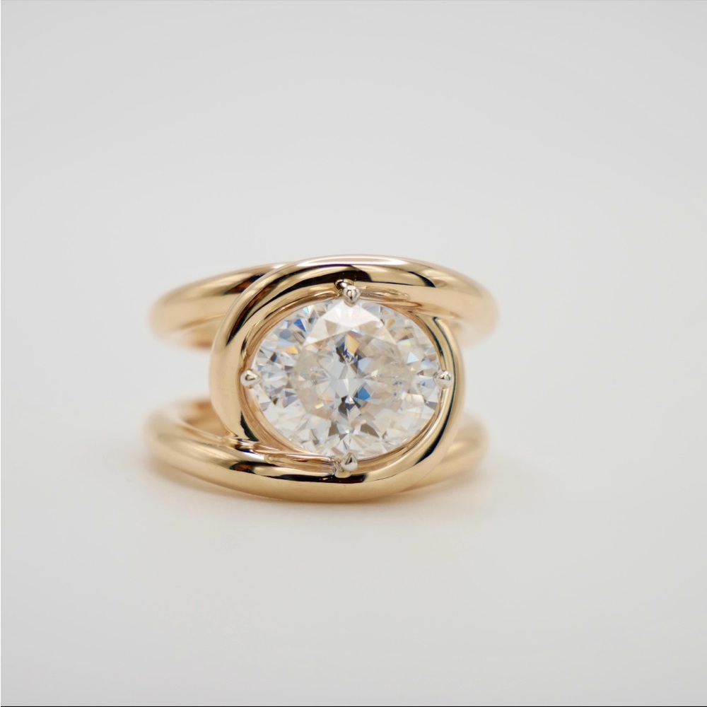 5 carat oval Moissanite 14k solid gold ring